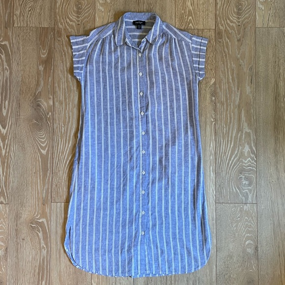 Lord & Taylor Striped Linen Blend Dress - Picture 1 of 5